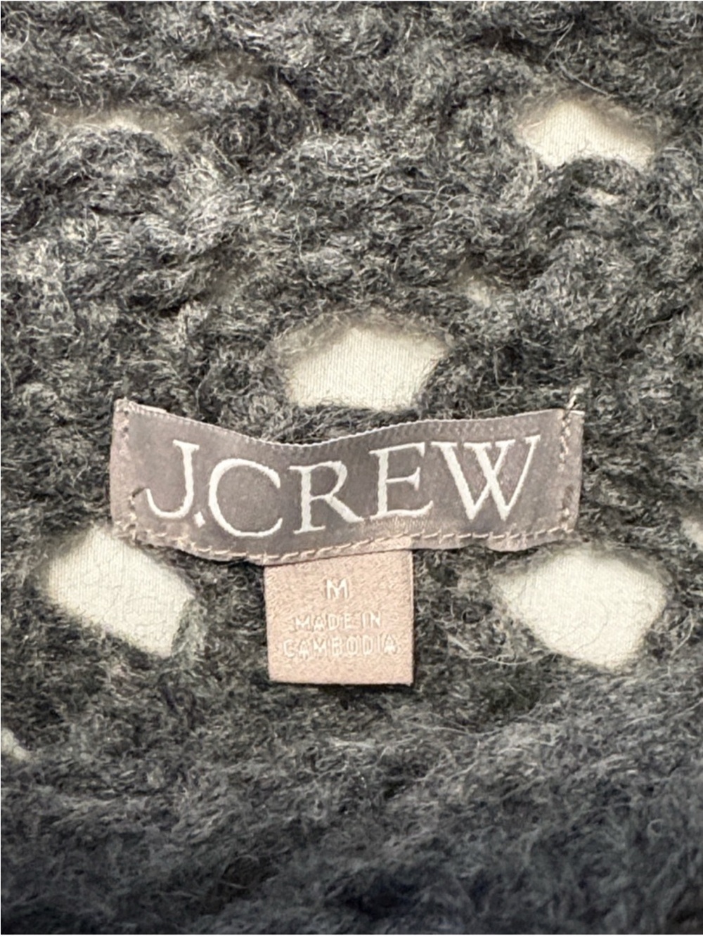 J. Crew Cross Cable Mockneck Sweater in Wool Blend M Charcoal Gray Wool Alpaca - Picture 5 of 7